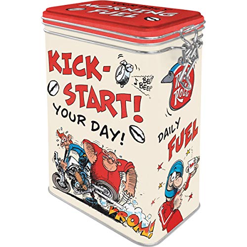 Nostalgic-Art Retro Kaffeedose, 1,3 l, MOTOmania – Kick-Start Your Day! – Geschenk-Idee für Biker, Blech-Dose mit Aromadeckel, Vintage Design von Nostalgic-Art