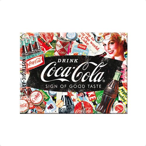 Nostalgic-Art Retro Kühlschrank-Magnet, 6 x 8 cm, Coca-Cola – Collage – Geschenk-Idee für Coke-Fans, aus Metall, Vintage Design von Nostalgic-Art