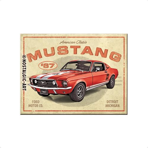 Nostalgic-Art Retro Kühlschrank-Magnet, 6 x 8 cm, Ford Mustang – GT 1967 Red – Geschenk-Idee für Ford-Zubehör Fans, aus Metall, Vintage Design von Nostalgic-Art