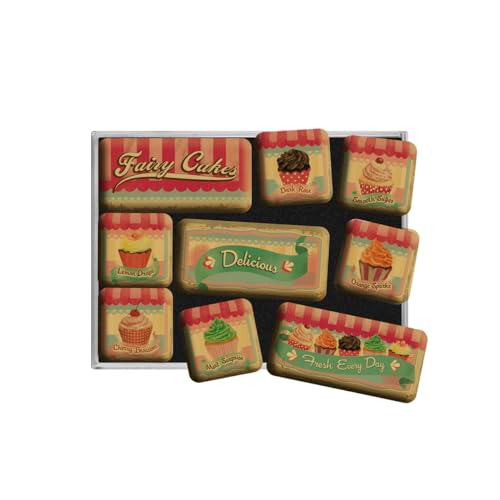 Nostalgic-Art Retro Kühlschrank-Magnete, 9 Stück, Fairy Cakes – Delicious – Geschenk-Idee für die Küche, Magnetset für Magnettafel, Vintage Design von Nostalgic-Art