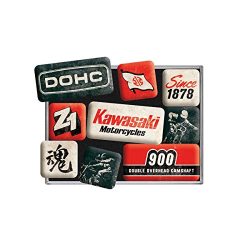 Nostalgic-Art Retro Kühlschrank-Magnete, 9 Stück, Kawasaki – Motorcycles Since 1878 – Geschenk-Idee für Biker, Magnetset für Magnettafel, Vintage Design von Nostalgic-Art