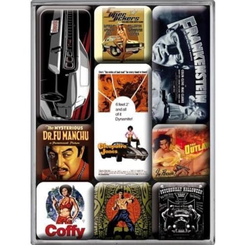 Nostalgic-Art Retro Kühlschrank-Magnete, 9 Stück, Movie-Art Style – Geschenk-Idee für Nostalgie-Fans, Magnetset für Magnettafel, Vintage Design von Nostalgic-Art