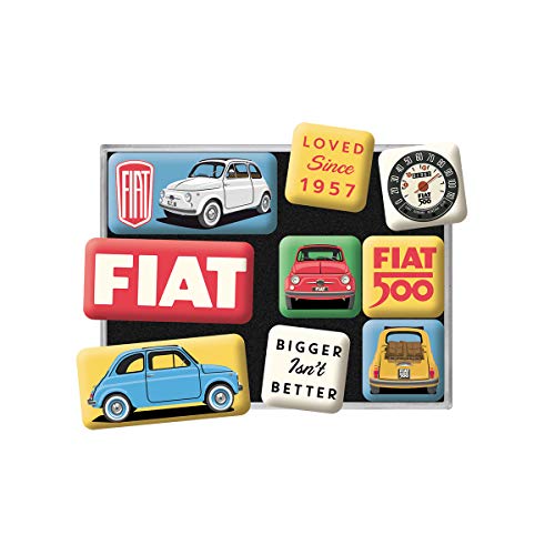 Nostalgic-Art Retro Kühlschrank-Magnete, 9 Stück, FIAT 500 – Loved Since 1957 – Geschenk-Idee für FIAT-Fans, Magnetset für Magnettafel, Vintage Design von Nostalgic-Art