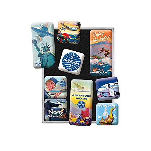 Nostalgic-Art Retro Kühlschrank-Magnete, 9 Stück, Pan Am – Travel The World Posters – Geschenk-Idee für Reiselustige, Magnetset für Magnettafel, Vintage Design von Nostalgic-Art