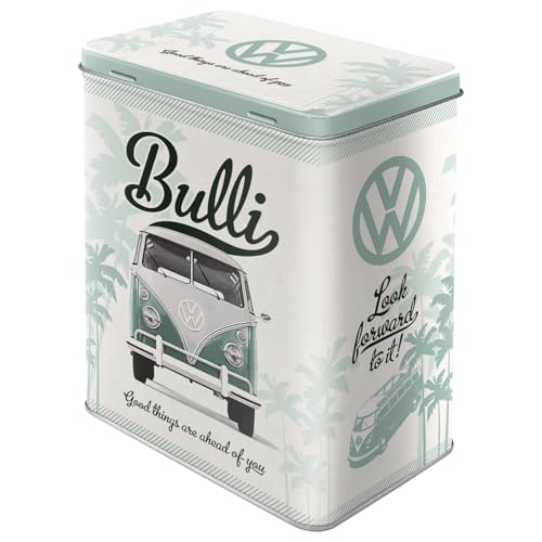 Nostalgic-Art Retro Vorratsdose L, 3 l, VW – Good things are ahead of you – Volkswagen Bus Geschenk-Idee, Original Lizenzprodukt (OLP), Große Kaffee-Dose aus Blech, Werkstatt-Deko im Vintage Design von Nostalgic-Art