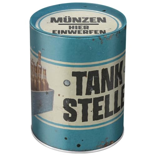 Nostalgic-Art Retro Spardose, 1 l, Tankstelle Bier – Geschenk-Idee für Bier-Fans, Sparschwein aus Metall, Vintage Blech-Sparbüchse, Bier-Deko von Nostalgic-Art