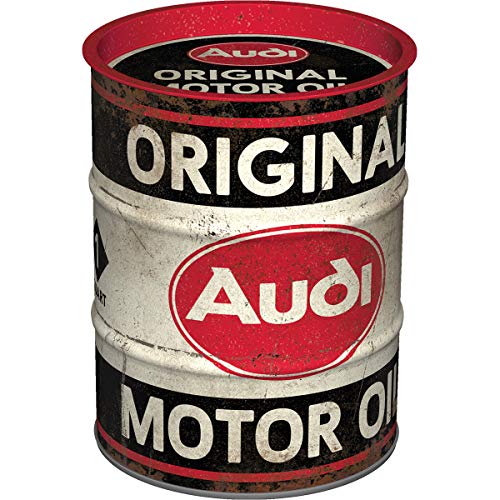 Nostalgic-Art Retro Spardose, 600 ml, Audi – Original Motor Oil – Geschenk-Idee für Audi-Zubehör Fans, Sparschwein aus Metall, Vintage Blech-Sparbüchse von Nostalgic-Art