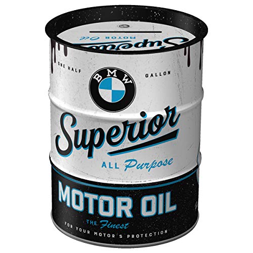 Nostalgic-Art Retro Spardose, 600 ml, Original Lizenzprodukt (OLP), BMW – Superior Motor Oil – Geschenk-Idee für BMW Accessoires Fans, Sparschwein aus Metall, Vintage Blech-Sparbüchse von Nostalgic-Art