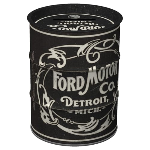 Nostalgic-Art Retro Spardose, 600 ml, Ford – Vintage Logo – Geschenk-Idee für Ford-Zubehör Fans, Original Lizenzprodukt (OLP), Sparschwein aus Metall, Vintage Blech-Sparbüchse von Nostalgic-Art