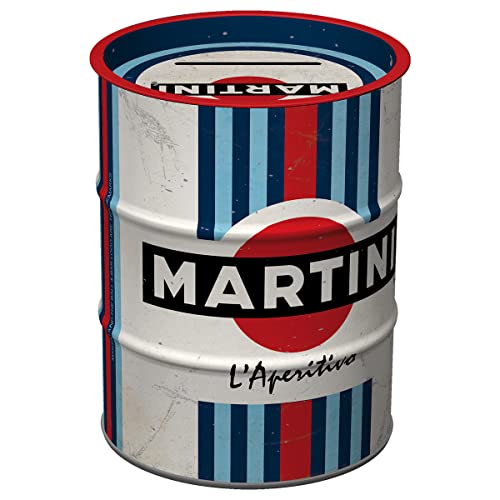 Nostalgic-Art Retro Spardose, 600 ml, Martini – L'Aperitivo Racing Stripes – Geschenk-Idee als Bar-Zubehör, Sparschwein aus Metall, Vintage Blech-Sparbüchse von Nostalgic-Art