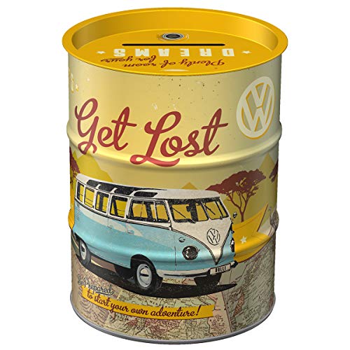 Nostalgic-Art Retro Spardose, 600 ml, VW Bulli – Let's Get Lost – Volkswagen Bus Geschenk-Idee, Sparschwein aus Metall, Vintage Blech-Sparbüchse von Nostalgic-Art