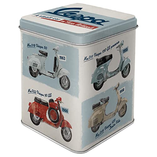 Nostalgic-Art Retro Teedose, 100 g, Vespa – Model Chart – Geschenk-Idee für Roller-Fans, Aufbewahrung für losen Tee und Teebeutel, Vintage Design von Nostalgic-Art