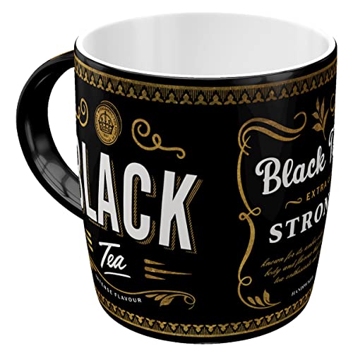 Nostalgic-Art Retro Teetasse, 330 ml, Black Tea – Geschenk-Idee für Tee-Liebhaber, Keramik-Tasse, Vintage Design mit Spruch von Nostalgic-Art