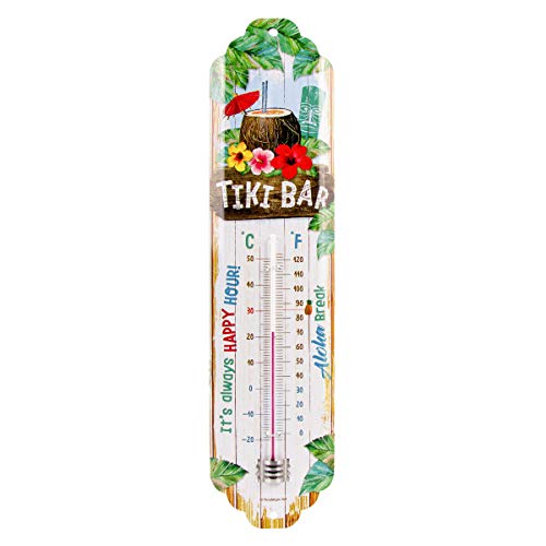 Nostalgic-Art Retro Thermometer, 7 x 28 cm, Tiki Bar – Geschenk-Idee als Bar-Zubehör, aus Metall, Vintage Design von Nostalgic-Art