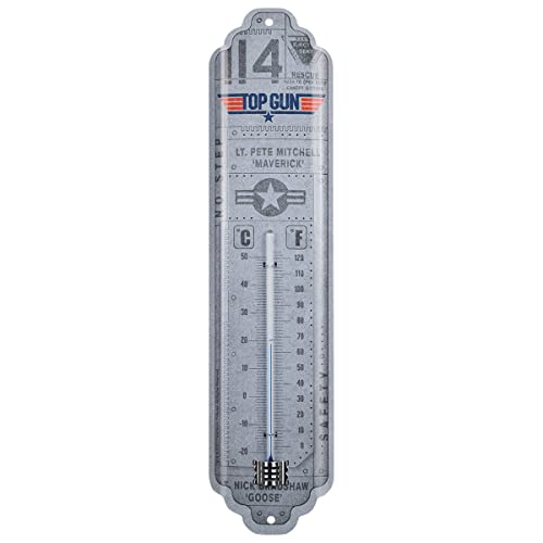 Nostalgic-Art Retro Thermometer, 7 x 28 cm, Top Gun – Aircraft Metal – Geschenk-Idee für Film-Fans, aus Metall, Vintage Design von Nostalgic-Art