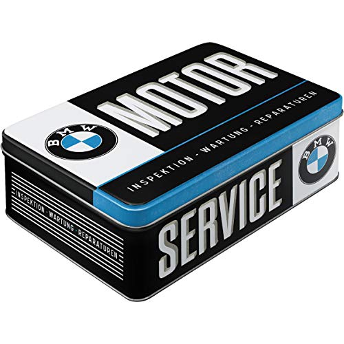 Nostalgic-Art Retro Vorratsdose Flach, 2,5 l, BMW – Service – Geschenk-Idee für BMW Accessoires Fans, Blech-Dose mit Deckel, Vintage Design von Nostalgic-Art