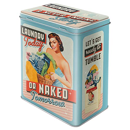 Nostalgic-Art Retro Vorratsdose L, 3 l, Laundry Today or Naked Tomorrow – Geschenk-Idee für Nostalgie-Fans, Große Dose aus Blech, Vintage-Design von Nostalgic-Art