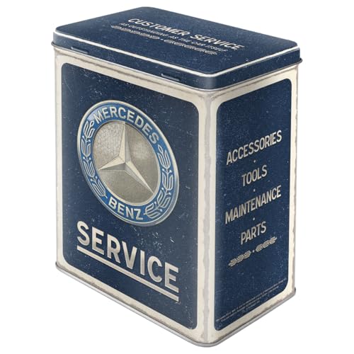 Nostalgic-Art Retro Vorratsdose L, 3 l, Mercedes-Benz – Service Emblem Blue – Geschenk-Idee für Mercedes-Benz Fans, Original Lizenzprodukt (OLP), Große Kaffee-Dose aus Blech, Vintage Design von Nostalgic-Art