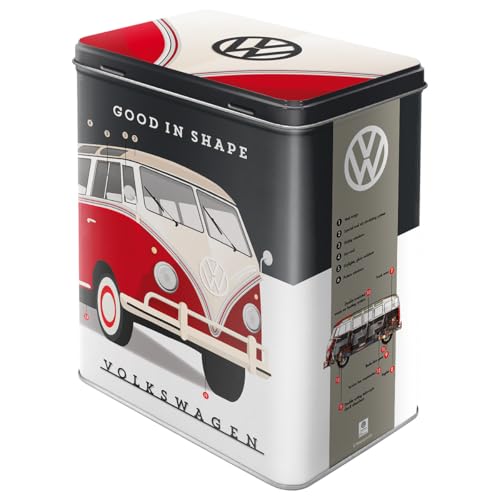 Nostalgic-Art Retro Vorratsdose L, 3 l, VW – Good in Shape – Volkswagen Bus Geschenk-Idee, Original Lizenzprodukt (OLP), Große Kaffee-Dose aus Blech, Werkstatt-Deko im Vintage Design von Nostalgic-Art