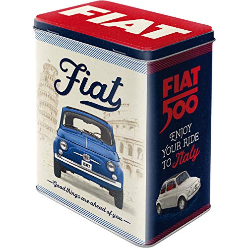 Nostalgic-Art Retro Vorratsdose L, 3 l, Fiat 500 – Good things – Geschenk-Idee für Fiat-Zubehör Fans, Original Lizenzprodukt (OLP), Große Kaffee-Dose aus Blech, Werkstatt-Deko im Vintage Design von Nostalgic-Art