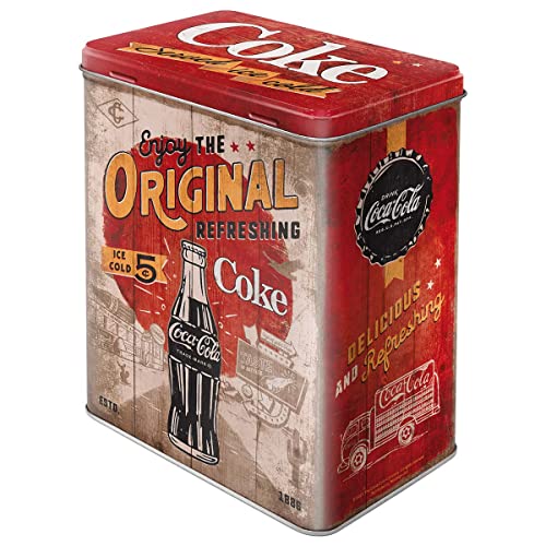 Nostalgic-Art Retro Vorratsdose L, 3 l, Coca-Cola – Original Coke Highway 66 – Geschenk-Idee für Coke-Fans, Große Kaffee-Dose aus Blech, Vintage Design von Nostalgic-Art