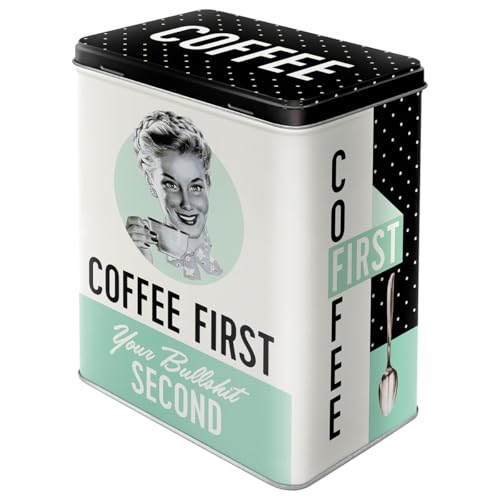 Nostalgic-Art Retro Vorratsdose L, 3 l, Coffee First – Geschenk-Idee für Kaffee-Fans, Große Kaffee-Dose aus Blech, Vintage Design, Kaffee-Deko von Nostalgic-Art