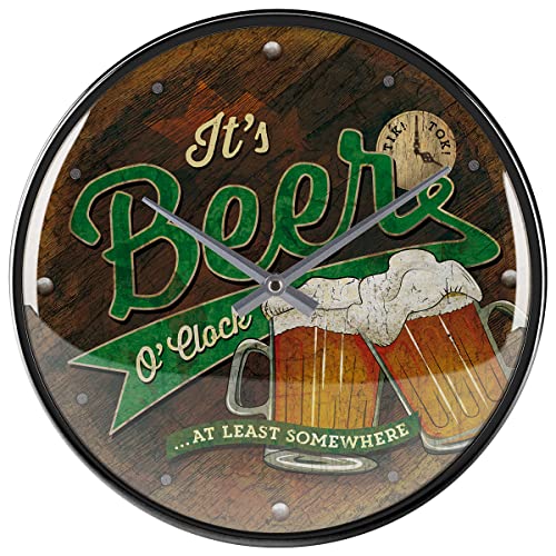 Nostalgic-Art Retro Wanduhr, Ø 31 cm, Beer O' Clock Glasses – Geschenk-Idee für Bier-Fans, Große Küchenuhr, Vintage Design von Nostalgic-Art