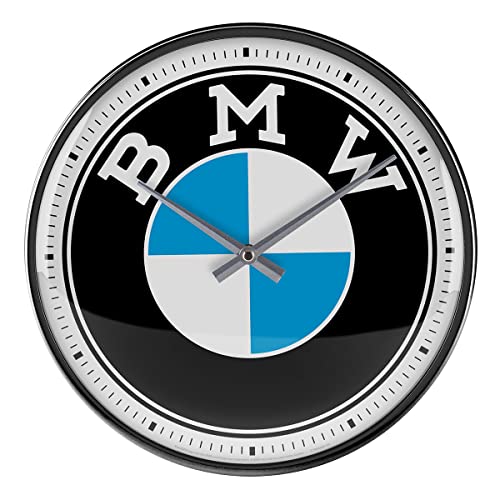 Nostalgic-Art Retro Wanduhr, Ø 31 cm, Original Lizenzprodukt (OLP), BMW – Logo – Geschenk-Idee für BMW Accessoires Fans, Große Küchenuhr, Vintage Design von Nostalgic-Art