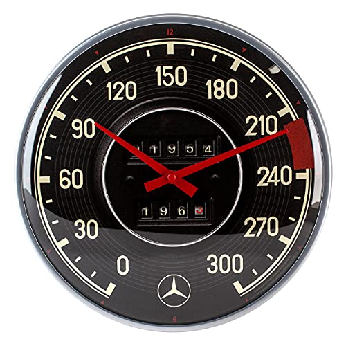 Nostalgic-Art Retro Wanduhr, Ø 31 cm, Mercedes-Benz – Tacho – Geschenk-Idee für Mercedes-Benz Accessoires Fans, Große Küchenuhr, Vintage Design von Nostalgic-Art