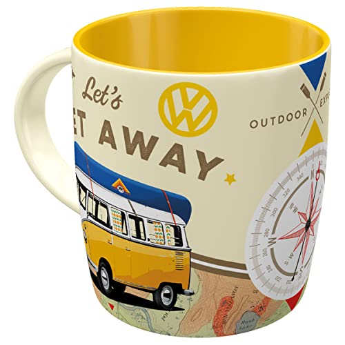 Nostalgic-Art Retro Kaffee-Becher, 330 ml, VW Bulli – Let's Get Away – Volkswagen Bus Geschenk-Idee, Keramik-Tasse, Vintage Design von Nostalgic-Art