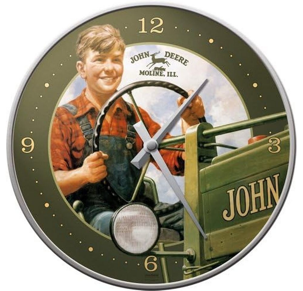 Nostalgic-Art Wanduhr Küchenuhr - John Deere Boy – Ø 31 cm von Nostalgic-Art