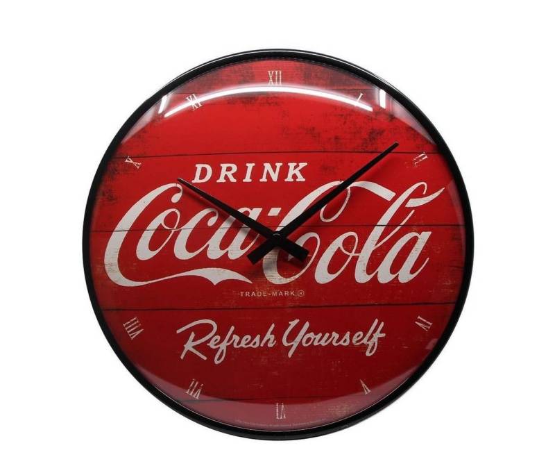 Nostalgic-Art Wanduhr Wanduhr Küchenuhr Ø31cm Analog Metall Batterie - Coca-Cola Logo von Nostalgic-Art
