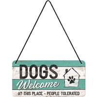 Nostalgic-Art Retro Hängeschild, 10 X 20 cm, "Dogs Welcome", Geschenk-Idee Für Hunde-Besitzer, Aus Metall, Pfotenschild-Design Mit Spruch von NostalgicArtBerlin