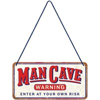 Nostalgic-Art Retro Hängeschild, 10 X 20 cm, "Man Cave Warning", Geschenk-Idee Für Männer, Aus Metall, Vintage Design Mit Spruch von NostalgicArtBerlin