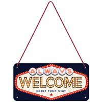 Nostalgic-Art Retro Hängeschild, 10 X 20 cm, "Welcome", Geschenk-Idee Für Usa Fans, Aus Metall, Vintage Design von NostalgicArtBerlin