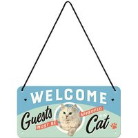 Nostalgic-Art Retro Hängeschild, 10 X 20 cm, "Welcome Guests Cat", Geschenk-Idee Für Katzen-Besitzer, Aus Metall, Vintage Design Mit Spruch von NostalgicArtBerlin