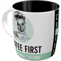 Nostalgic-Art Retro Kaffee-Becher, 330 Ml, "Coffee First", Geschenk-Idee Für Nostalgie-Fans, Keramik-Tasse, Vintage Design Mit Spruch von NostalgicArtBerlin