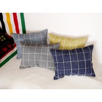 Kissen-Set Kleine Lendenwirbel Karo Tartan Nacken Stützkissen Kissen Marine Blau Hellblau Gelb Grau Beste Geschenke Für Ihn Sie von NostalgicByLiliya