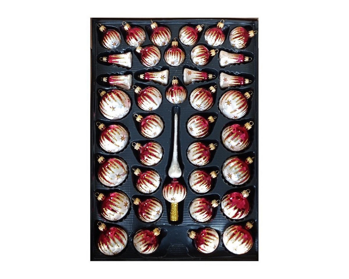 Nostalgie Christbaumschmuck Thüringen Christbaumschmuck SET Christbaumschmuck Glas mit Zackendekor (39-tlg) von Nostalgie Christbaumschmuck Thüringen