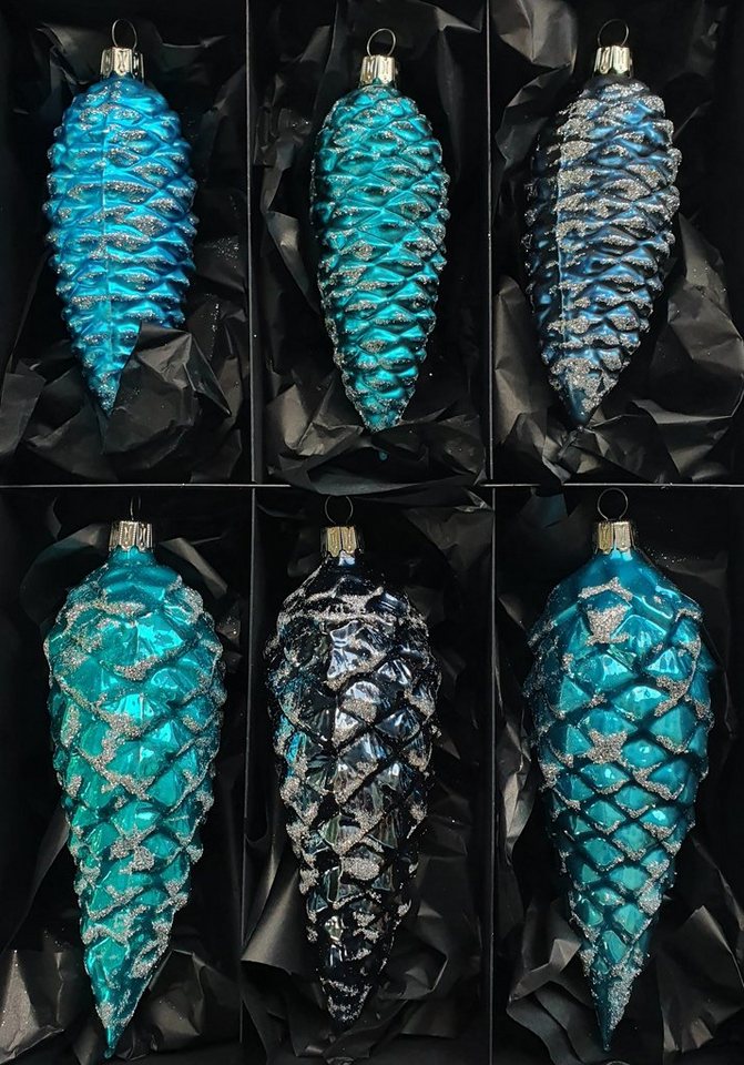 Nostalgie Christbaumschmuck Thüringen Christbaumschmuck Zapfen 6er Set mehrfarbig, Handarbeit, mundgeblasen von Nostalgie Christbaumschmuck Thüringen