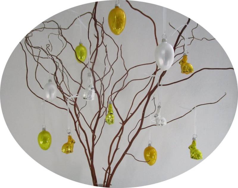 Nostalgie Christbaumschmuck Thüringen Osterfigur Ostereier und Osterhasen klein Mix (gemischtes Set, 12 tlg), MADE IN GERMANY von Nostalgie Christbaumschmuck Thüringen