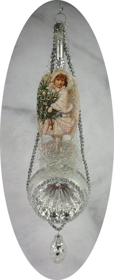 Nostalgie Christbaumschmuck Thüringen Christbaumschmuck Viktorianisches Ornament mit Engel und Zapfen (1-tlg),  Viktorianisches Ornament mit Engel und Zapfen "" von Nostalgie Christbaumschmuck Thüringen