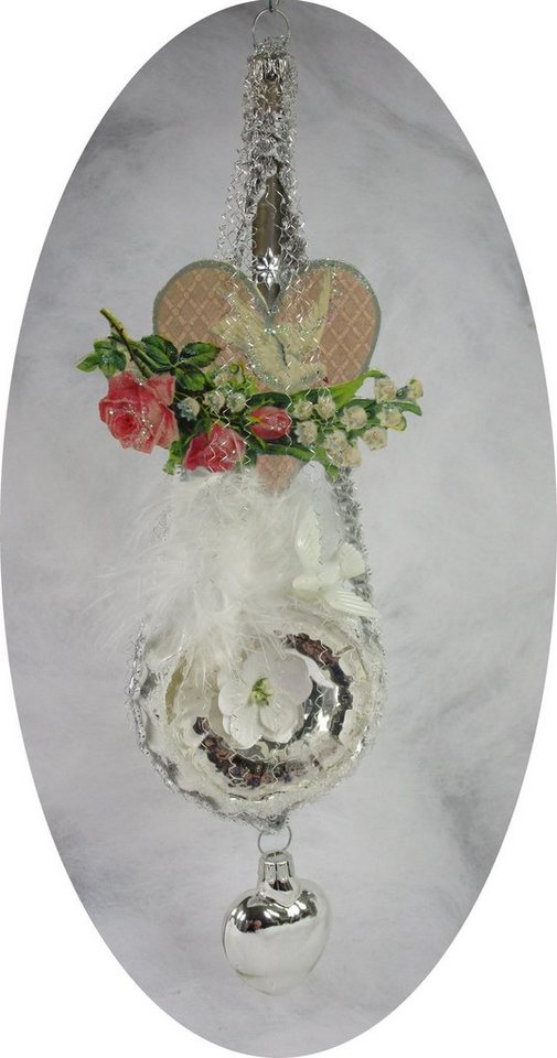 Nostalgie Christbaumschmuck Thüringen Christbaumschmuck Viktorianisches Ornament mit Taube und Herz (1-tlg), "Viktorianisches Ornament mit Taube und Herz" von Nostalgie Christbaumschmuck Thüringen