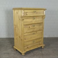 23323 Hochkommode Kommode Gründerzeit 1880 Massiv Kiefer Antik von Nostalgiepalast
