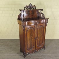 23453 Vertiko Mit Aufsatz Aufsatzvertiko Biedermeier 1860 Mahagoni Furniert Antik von Nostalgiepalast