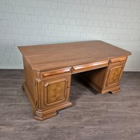 25331 Schreibtisch Doppelschreibtisch Art-Deco 1930 Massiv Eiche Und Nussbaum Antik von Nostalgiepalast