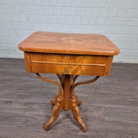 25878 Nähtisch Biedermeier 1830 Esche Furniert Antik von Nostalgiepalast