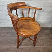 26239 Schreibtischstuhl Stuhl Biedermeier 1850 Nussbaum Furniert Antik von Nostalgiepalast
