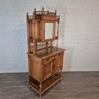 26330 Buffetschrank Spiegelschrank Gründerzeit 1880 Nussbaum Furniert Antik von Nostalgiepalast