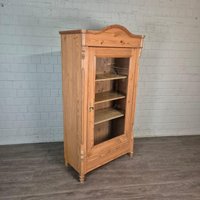 26854 Vitrine Geschirrschrank Louis Philippe 1870 Massiv Kiefer Antik von Nostalgiepalast